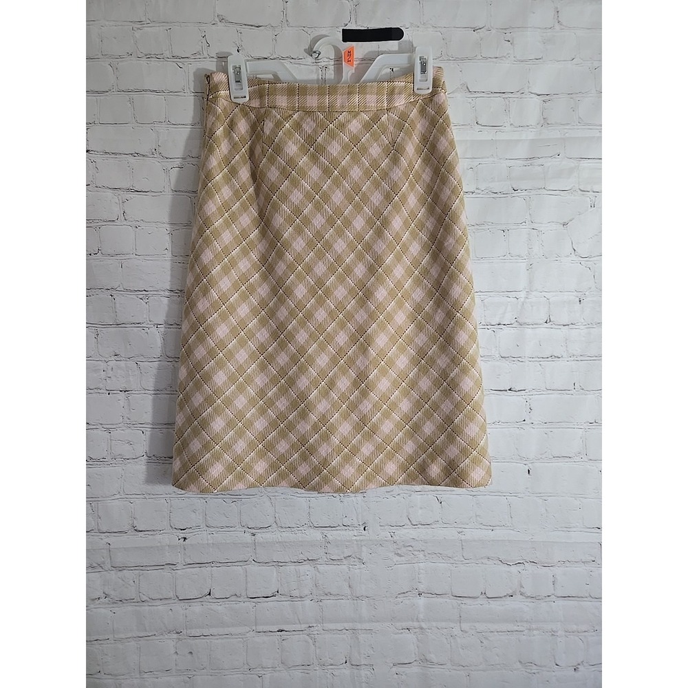 VTG Y2K Pink plaid Knee skirt sz 4 flare Academia Preppy Classic Equestrian - Picture 3 of 9